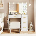 Vanity Desk with Mirror and Lights Makeup Dressing Table with Power Outlets-White - White - Makeup Vanities