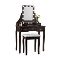 Vanity Dressing Table Set with 10 Dimmable Bulbs and Cushioned Stool-Brown - Brown - Makeup Vanities