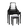 Vanity Dressing Table Set with 10 Dimmable Bulbs and Cushioned Stool-Black - Black - Makeup Vanities