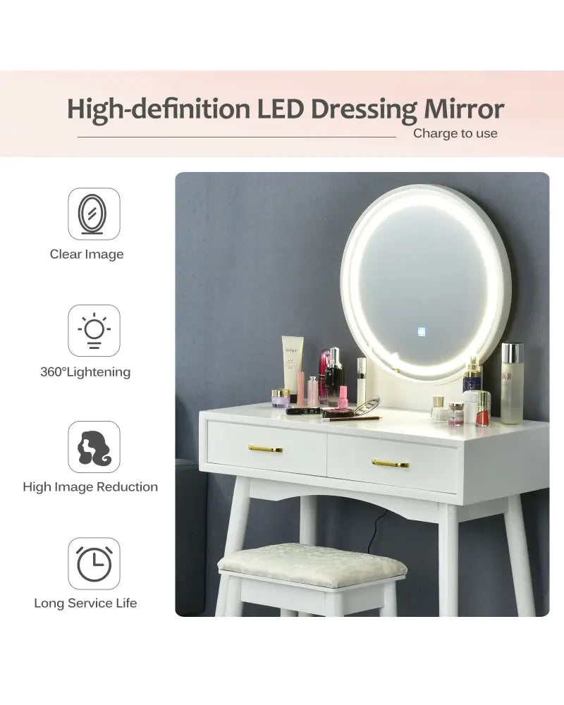 Vanity Dressing Table Set with 3 Lighting Modes - Makeup Vanities