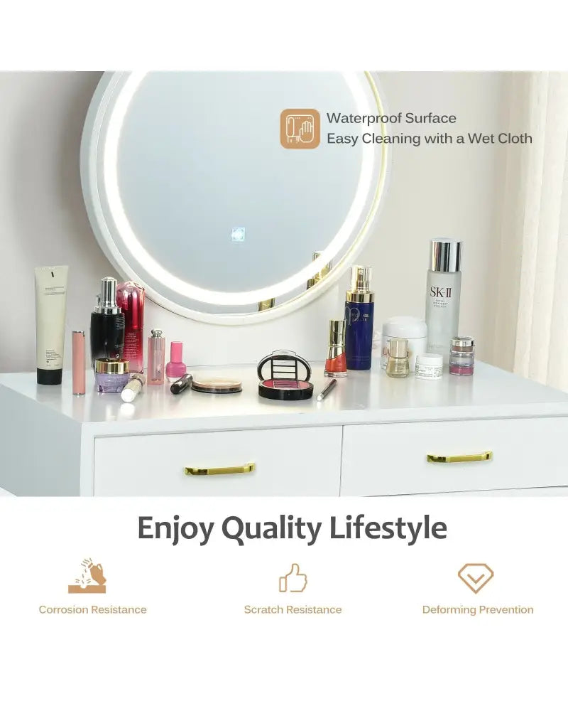 Vanity Dressing Table Set with 3 Lighting Modes - Makeup Vanities