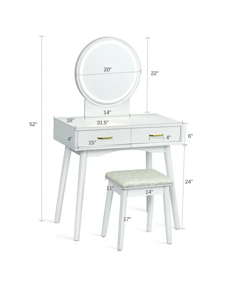 Vanity Dressing Table Set with 3 Lighting Modes - Makeup Vanities