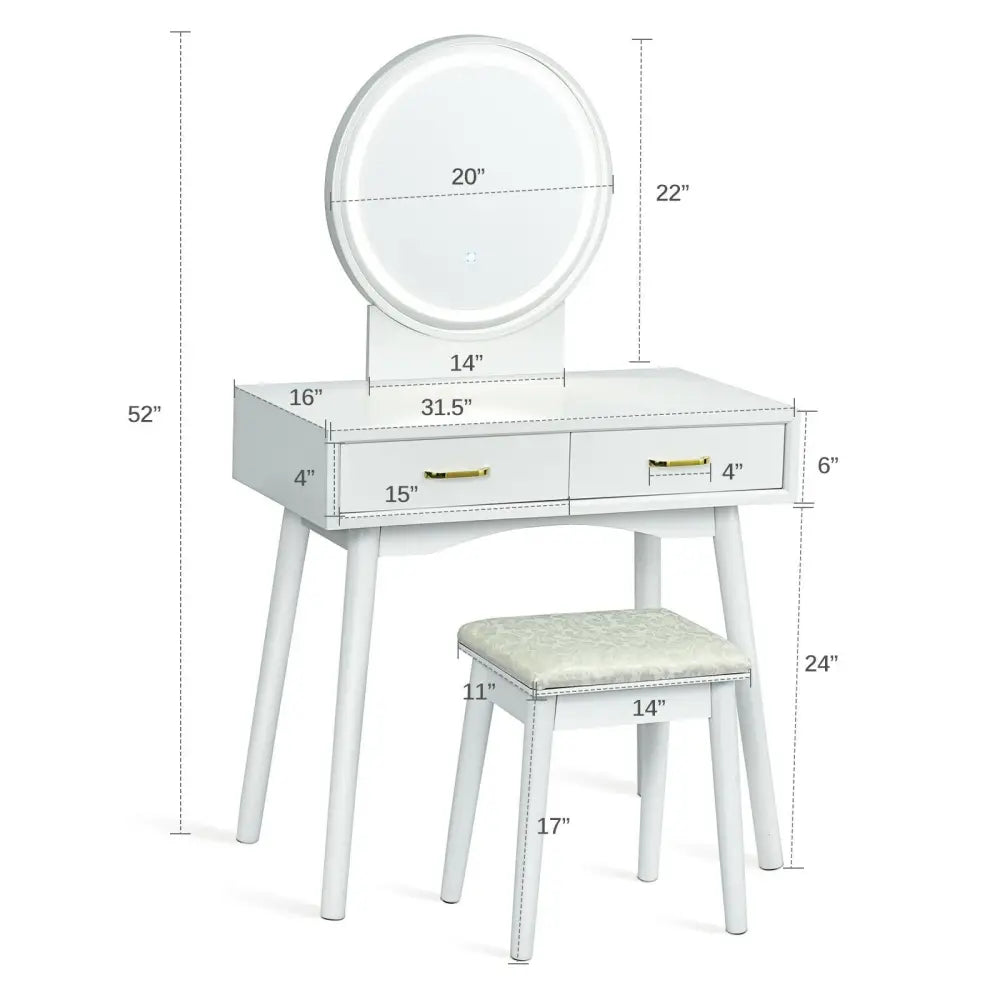 Vanity Dressing Table Set with 3 Lighting Modes - Makeup Vanities