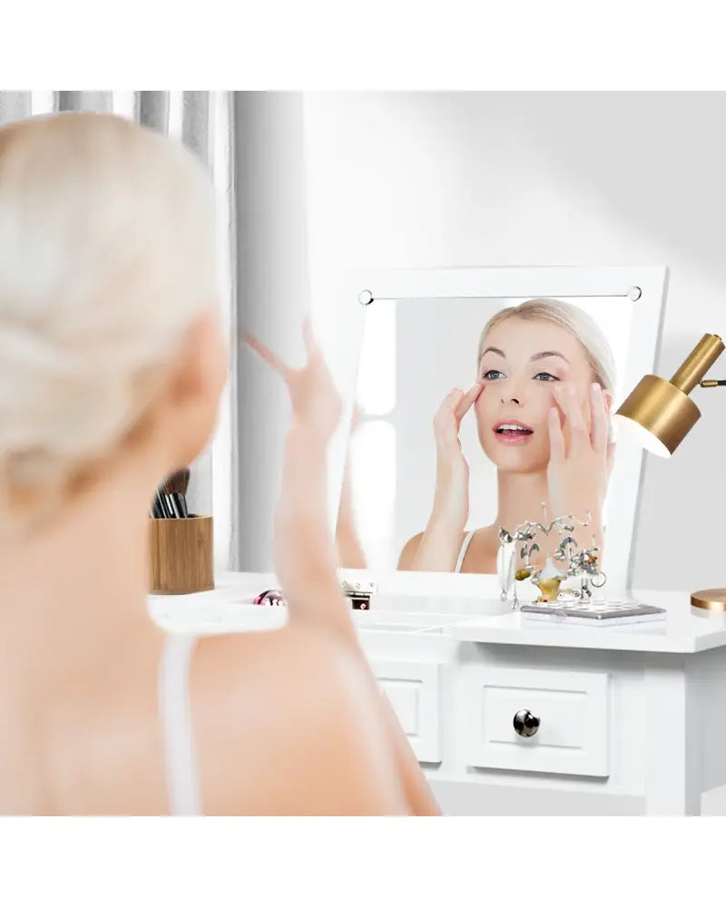 Vanity Dressing Table Set with Flip Top Mirror and 3 Drawers - White - Makeup Vanities