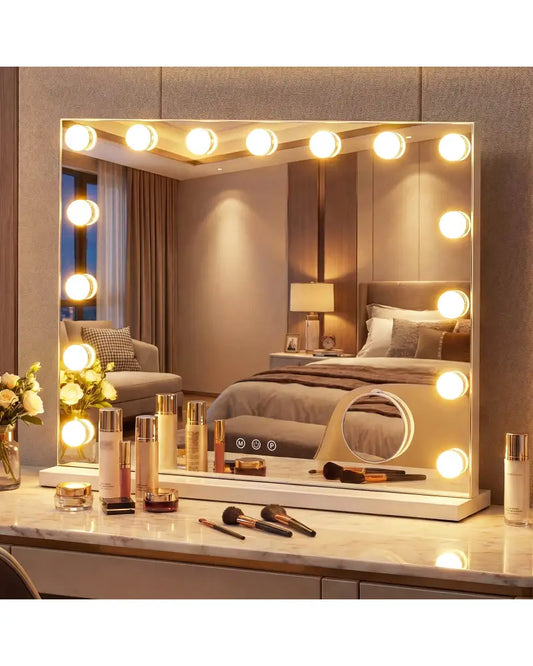 Vanity Mirror with Lights with 10X Magnification for Vanity Desk-White - White - Wall Mirrors