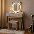 Vanity Set with 3-Color Lighted Touch Screen Dimming Mirror and 4 Drawers - White - Makeup Vanities