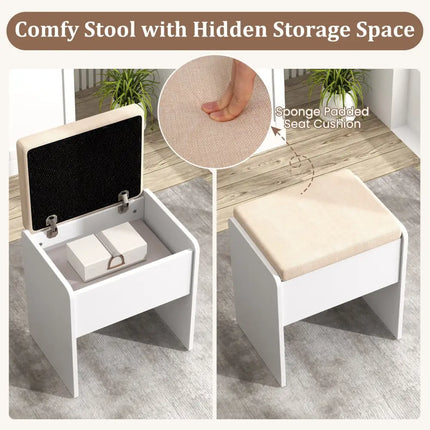 Vanity Set with Mirror and 3 Lighting Modes and Adjustable Brightness-White - White - Makeup Vanities
