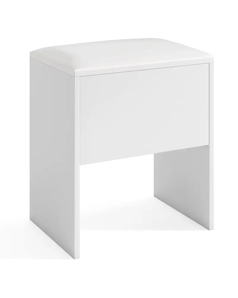 Vanity Stool Flip Top Storage Stool with Soft Padded Seat-White - White - Ottomans