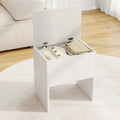 Vanity Stool Flip Top Storage Stool with Soft Padded Seat-White - White - Ottomans