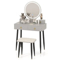 Vanity Table Set with Mirror-Gray - Gray - Makeup Vanities