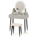 Vanity Table Set with Mirror - Gray - Oasis Home Essentials