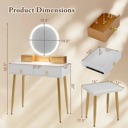 Vanity Table Set with Mirror-White - White - Makeup Vanities