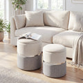 Velvet/Linen Fabric Storage Ottoman Set of 2-Gray - Gray - Ottomans