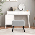 Velvet Storage Ottoman with Solid Wood Legs for Living Room Bedroom-Gray - Gray - Ottomans
