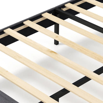 Velvet Upholstered Platform Bed with Height Adjustable Vertical Channel Headboard-Full Size - Beds & Bed Frames