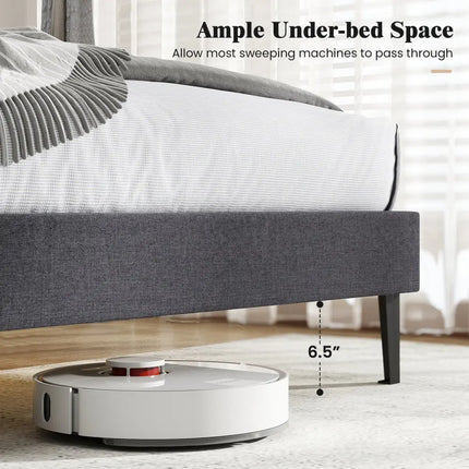 Velvet Upholstered Platform Bed with Height Adjustable Vertical Channel Headboard-Full Size - Beds & Bed Frames