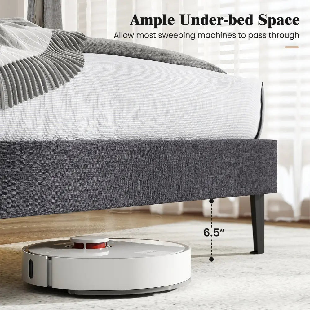Velvet Upholstered Platform Bed with Height Adjustable Vertical Channel Headboard-Full Size - Beds & Bed Frames