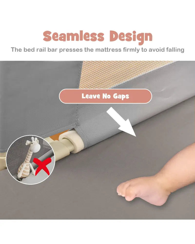 Vertical Lifting Baby Bed Rail with Lock-L - Gray - Bed Rails