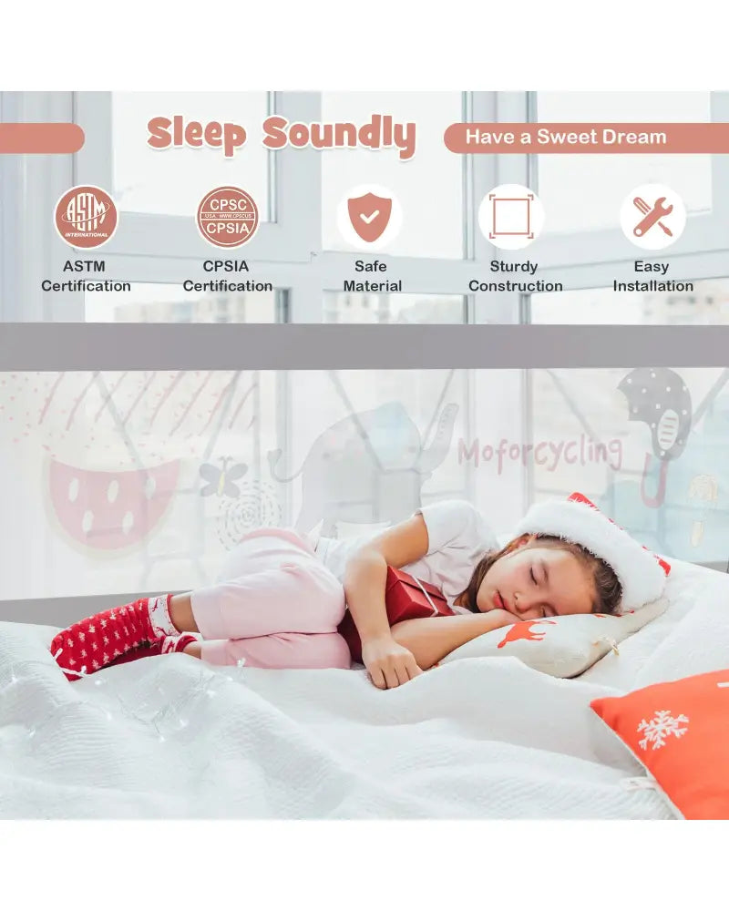 Vertical Lifting Baby Bed Rail with Lock-L - Gray - Bed Rails