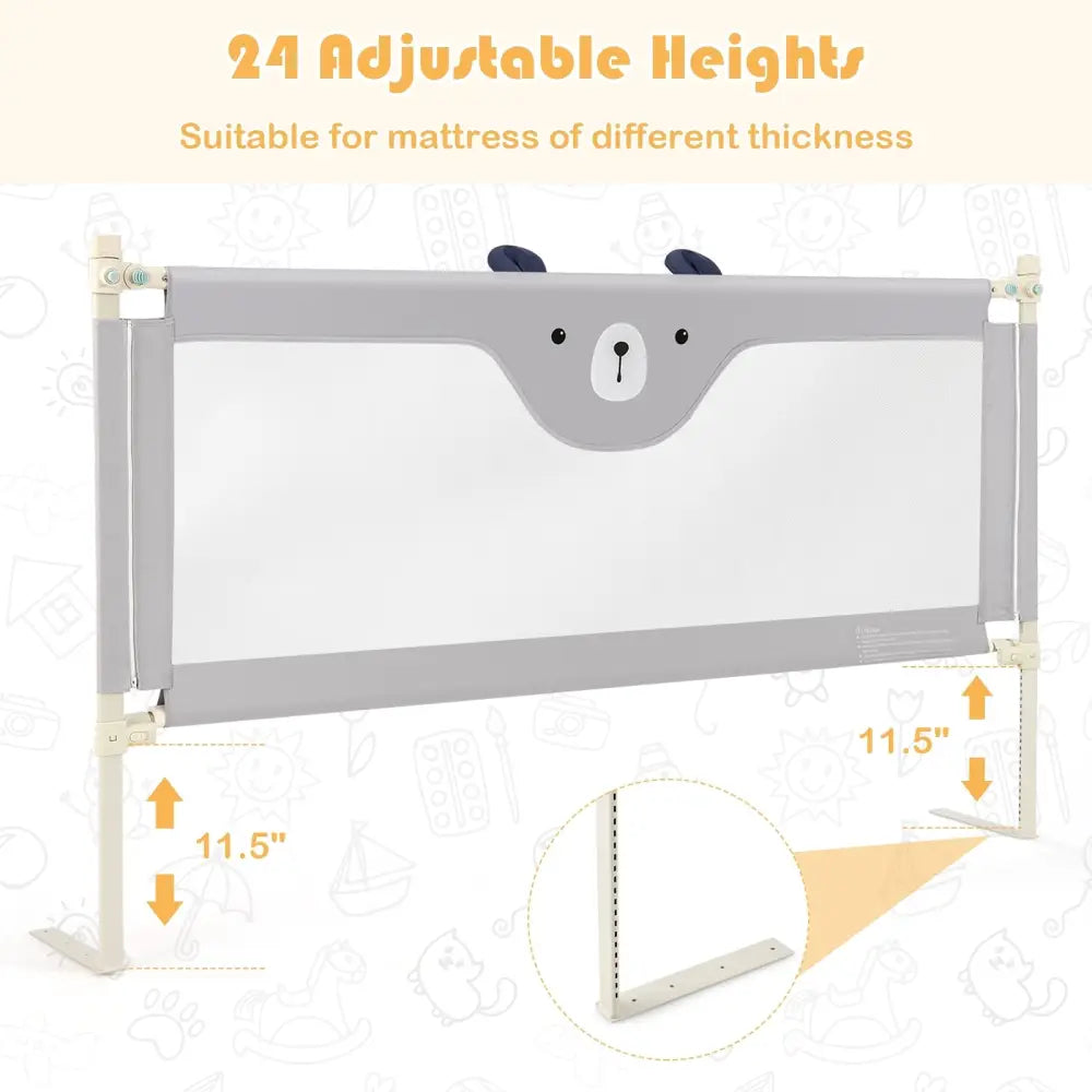 Vertical Lifting Baby Bedrail Guard with Lock-Gray - Gray - Bed Rails