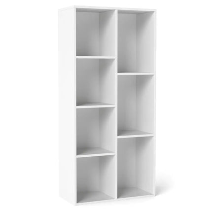 Vertical or Horizontal Freestanding Bookshelf with 7 Compartments-White - White - Bookcases