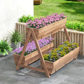 Vertical Raised Garden bed with 3 Wooden Planter Boxes-L - Brown - Raised Garden Beds
