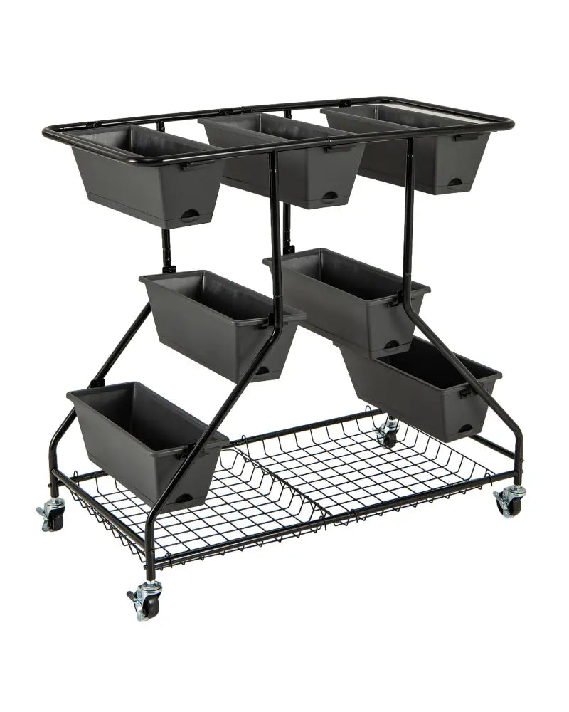 Vertical Raised Garden Bed with 7 Planter Boxes and Storage Baskets-Black - Black - Raised Garden Beds