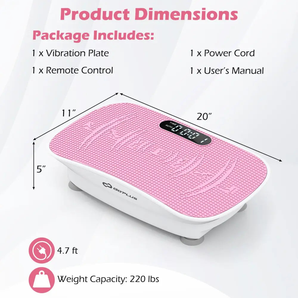 Vibration Plate Exercise Machine for Lymphatic Drainage and Weight Loss with 10 Speed Intensities-White - White & Pink