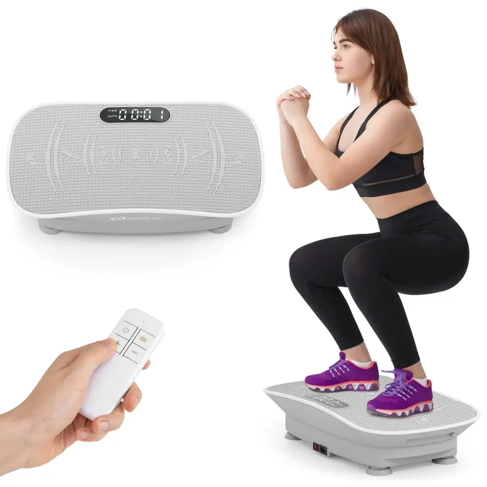 Vibration Plate Exercise Machine for Lymphatic Drainage and Weight Loss with 10 Speed Intensities-Gray - Gray