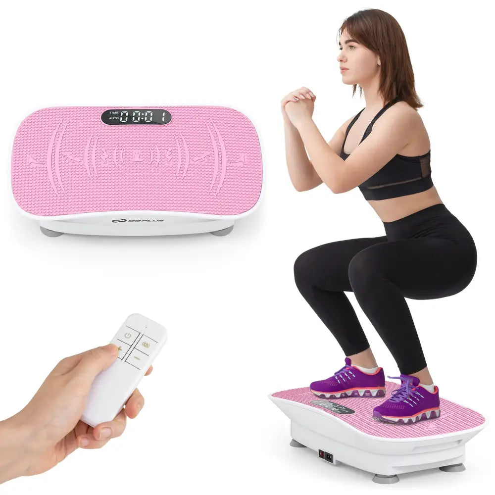 Vibration Plate Exercise Machine for Lymphatic Drainage and Weight Loss with 10 Speed Intensities-White - White & Pink