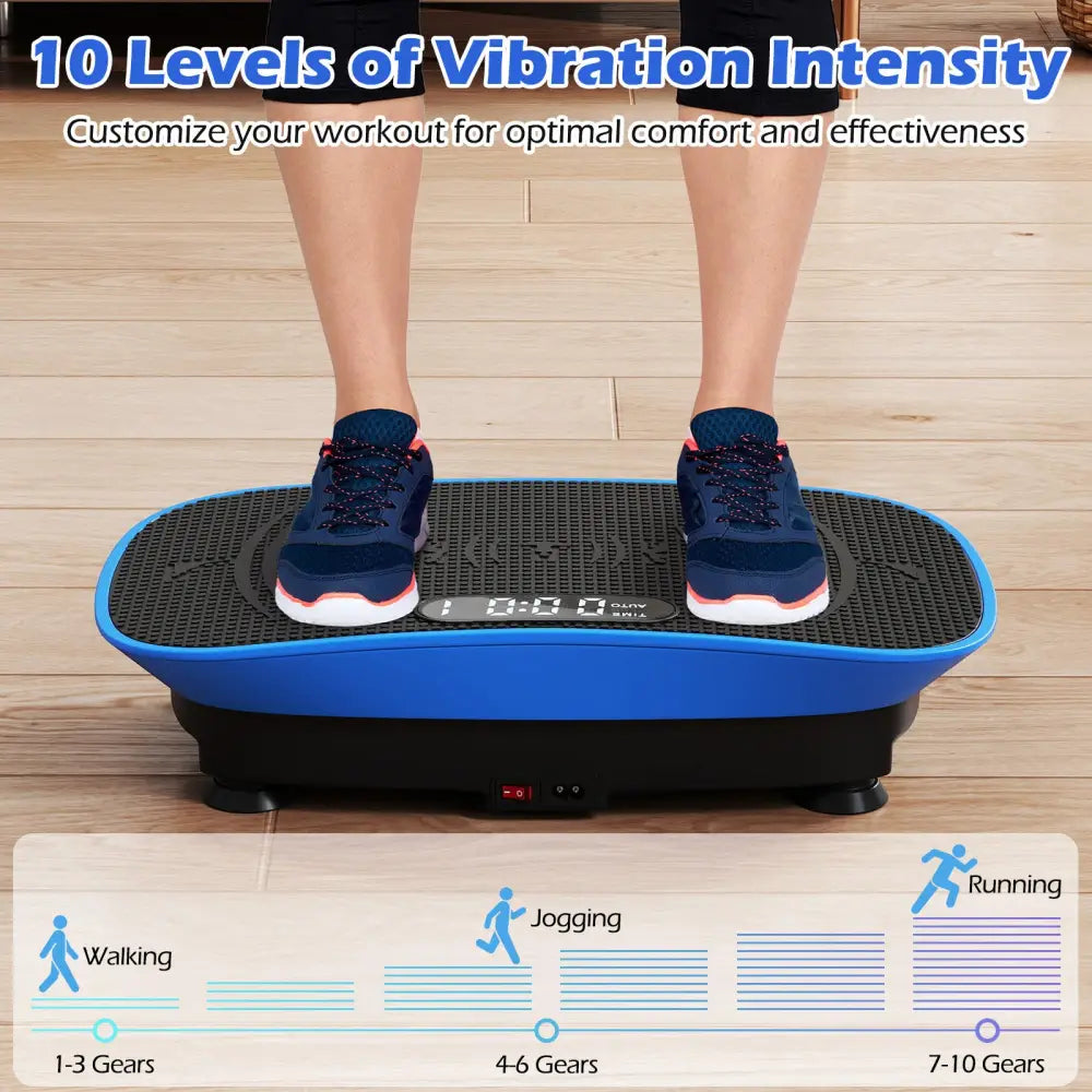 Vibration Plate Exercise Machine for Lymphatic Drainage and Weight Loss with 10 Speed Intensities-Navy - Navy