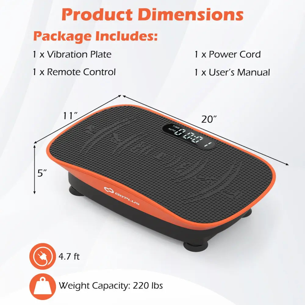 Vibration Plate Exercise Machine for Lymphatic Drainage and Weight Loss with 10 Speed Intensities-Orange - Orange
