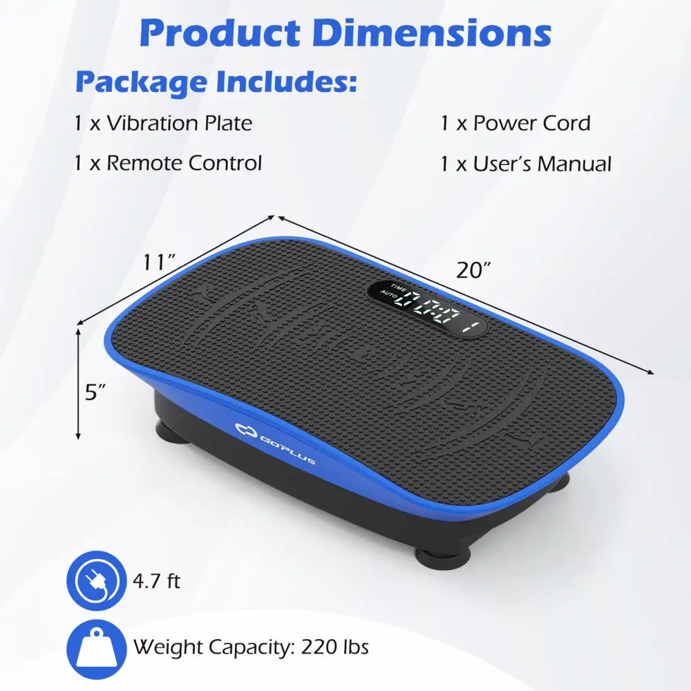 Vibration Plate Exercise Machine for Lymphatic Drainage and Weight Loss with 10 Speed Intensities-Navy - Navy