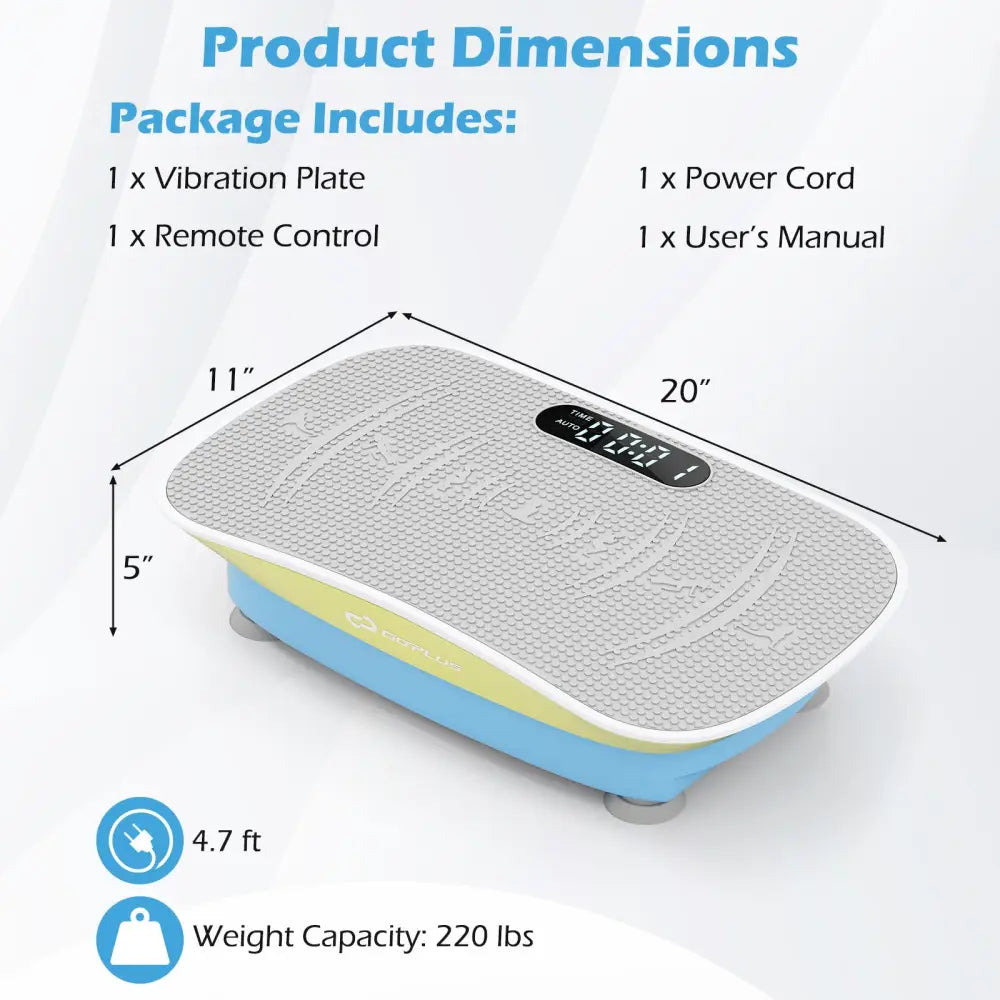 Vibration Plate Exercise Machine for Lymphatic Drainage and Weight Loss with 10 Speed Intensities-Green - Blue & Green