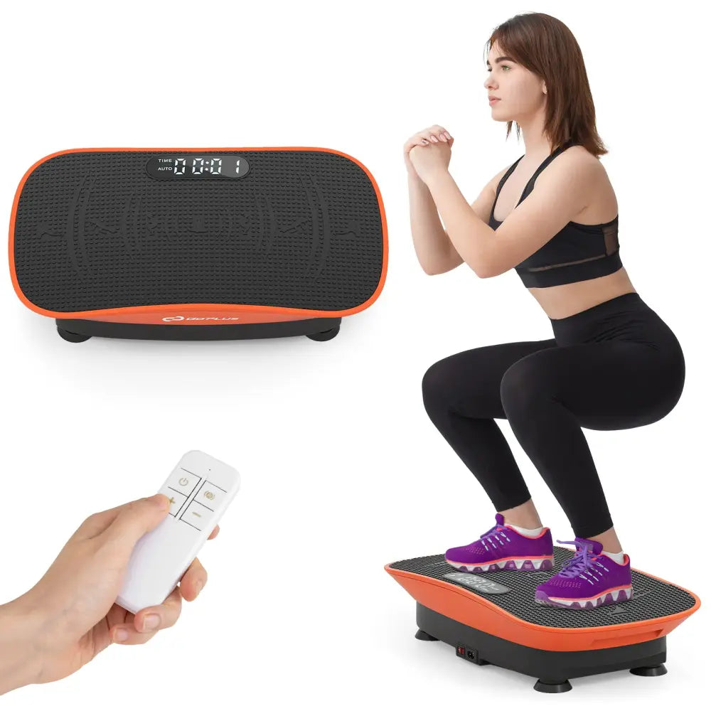 Vibration Plate Exercise Machine for Lymphatic Drainage and Weight Loss with 10 Speed Intensities-Orange - Orange