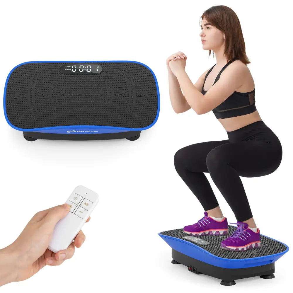 Vibration Plate Exercise Machine for Lymphatic Drainage and Weight Loss with 10 Speed Intensities-Navy - Navy