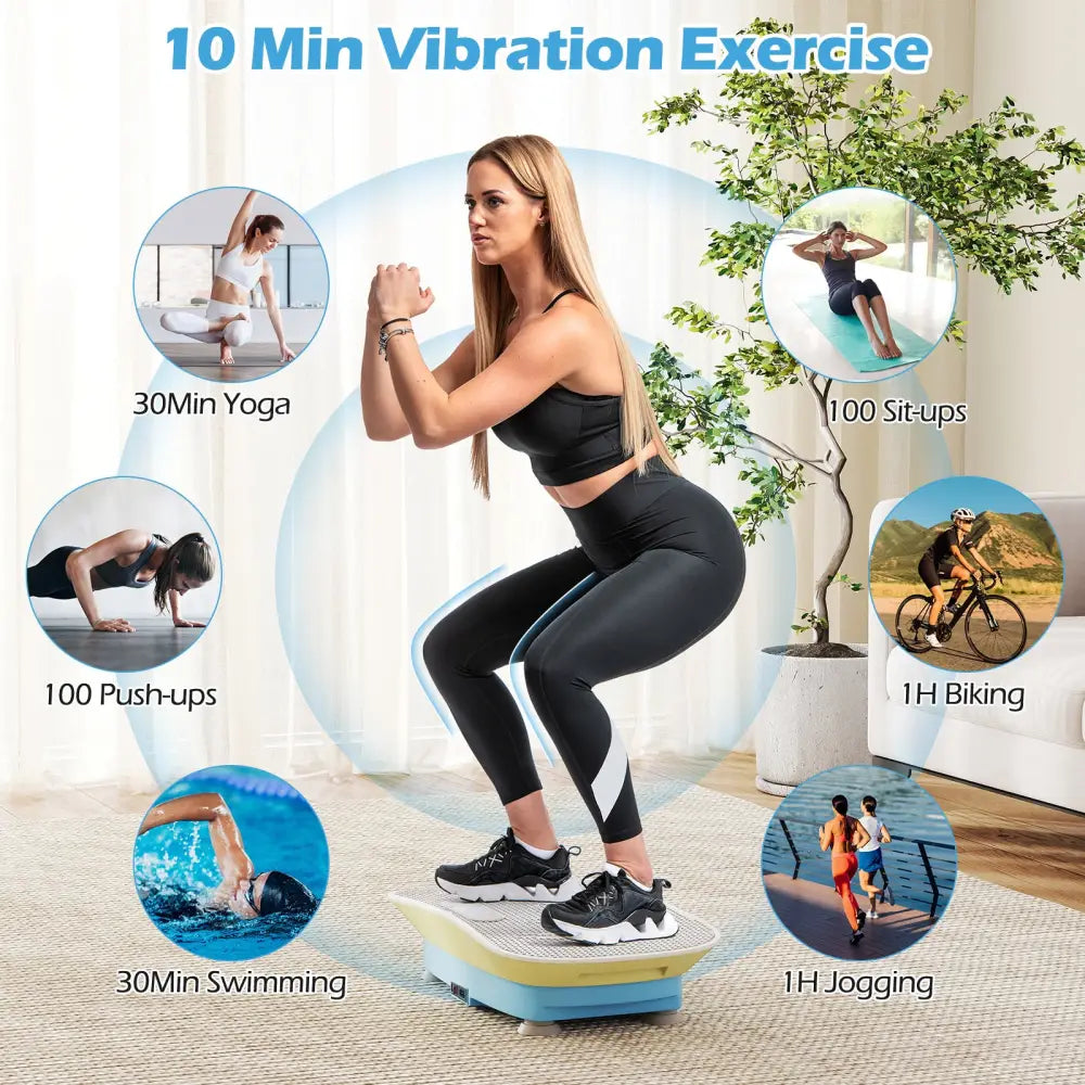 Vibration Plate Exercise Machine for Lymphatic Drainage and Weight Loss with 10 Speed Intensities-Green - Blue & Green