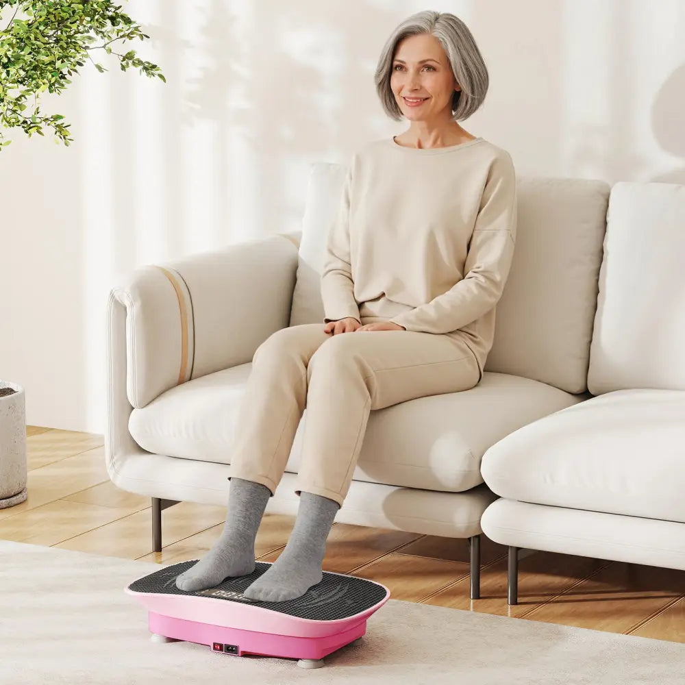 Vibration Plate Exercise Machine for Lymphatic Drainage and Weight Loss with 10 Speed Intensities-Pink - Pink