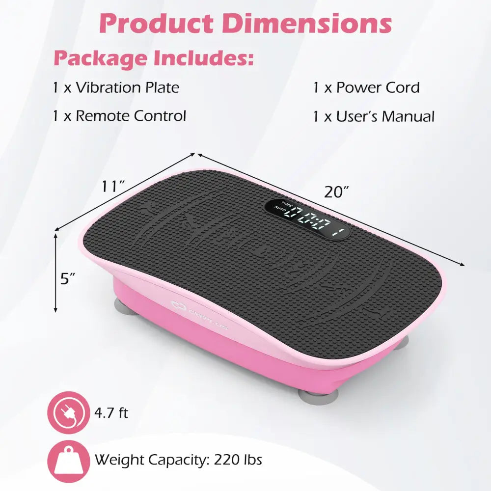 Vibration Plate Exercise Machine for Lymphatic Drainage and Weight Loss with 10 Speed Intensities-Pink - Pink