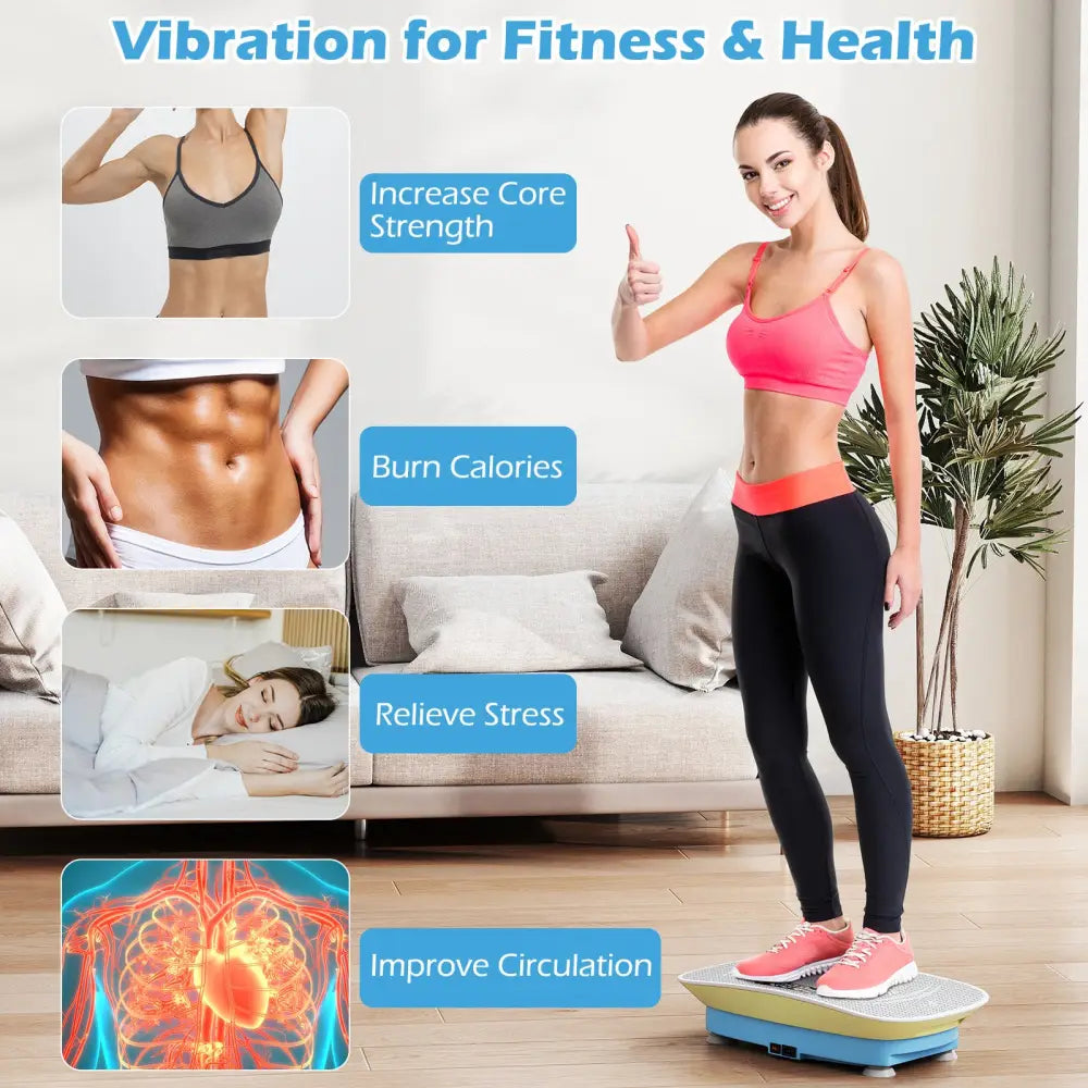 Vibration Plate Exercise Machine for Lymphatic Drainage and Weight Loss with 10 Speed Intensities-Green - Blue & Green