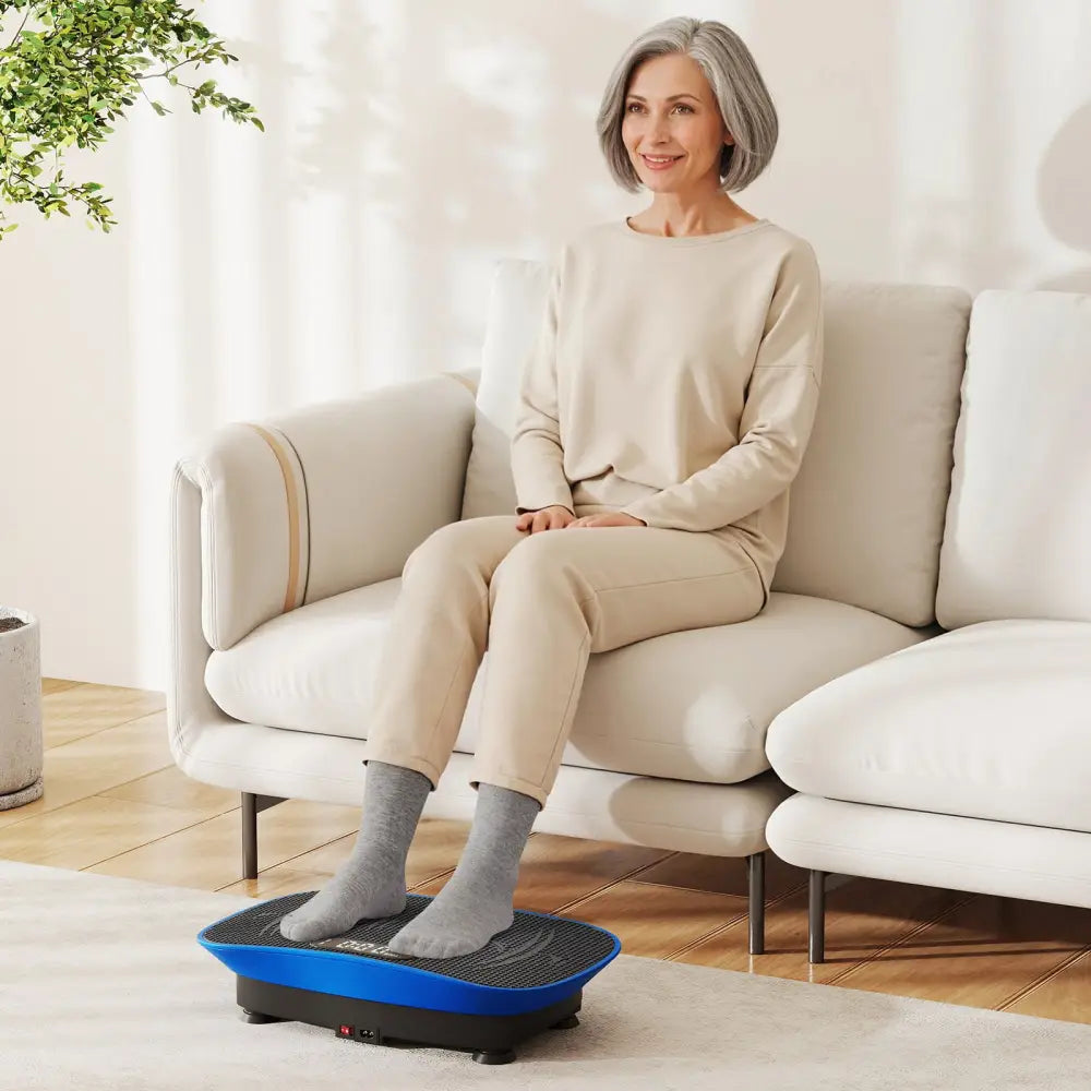Vibration Plate Exercise Machine for Lymphatic Drainage and Weight Loss with 10 Speed Intensities-Navy - Navy