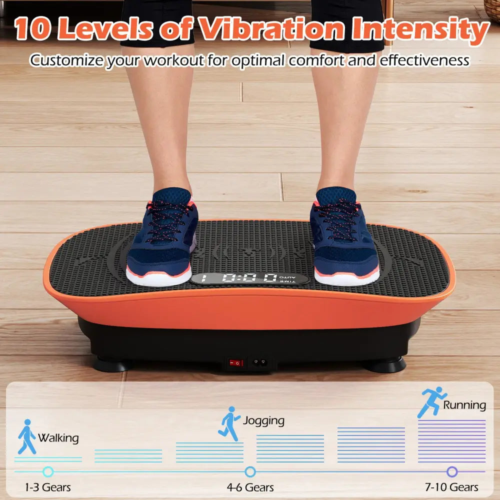 Vibration Plate Exercise Machine for Lymphatic Drainage and Weight Loss with 10 Speed Intensities-Orange - Orange