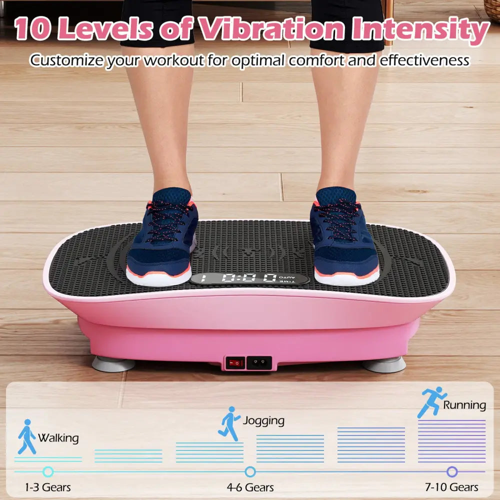 Vibration Plate Exercise Machine for Lymphatic Drainage and Weight Loss with 10 Speed Intensities-Pink - Pink