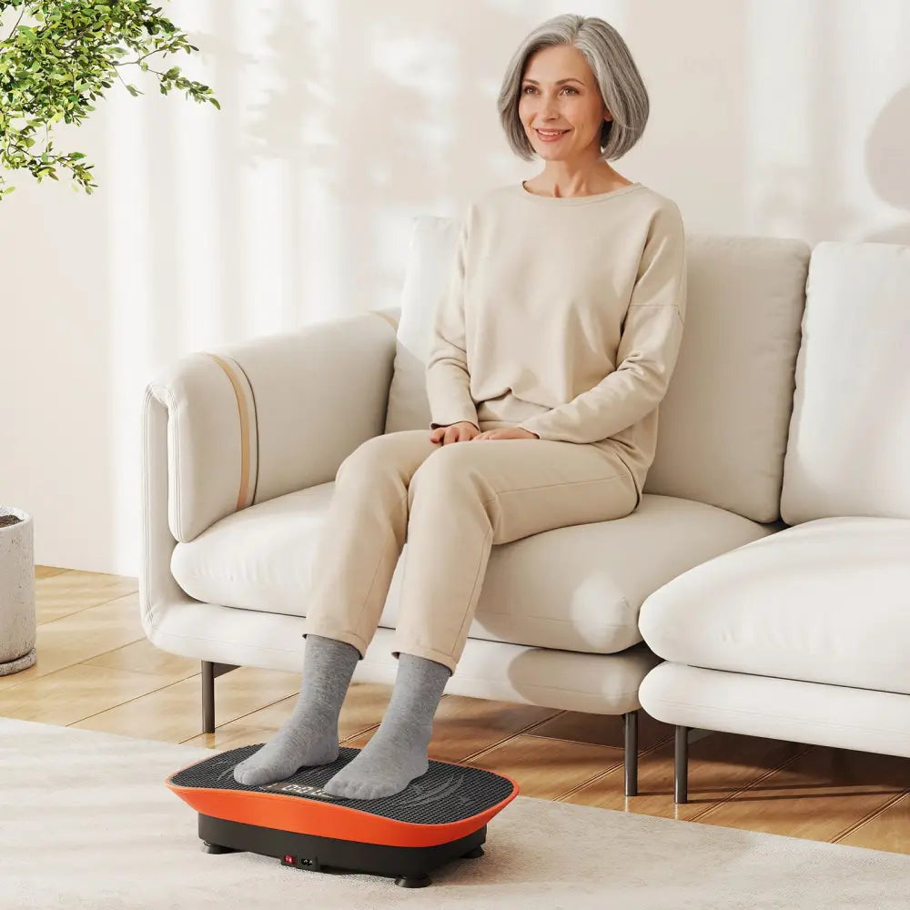 Vibration Plate Exercise Machine for Lymphatic Drainage and Weight Loss with 10 Speed Intensities-Orange - Orange