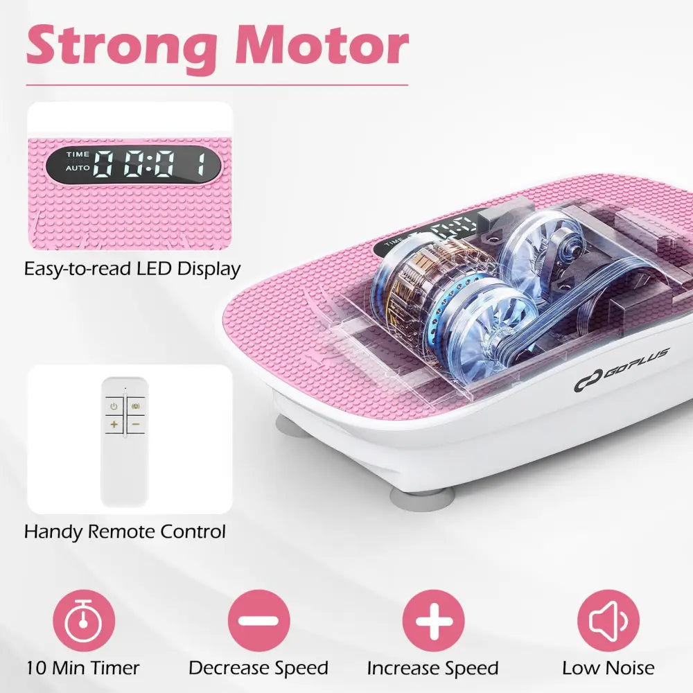 Vibration Plate Exercise Machine for Lymphatic Drainage and Weight Loss with 10 Speed Intensities-White - White & Pink