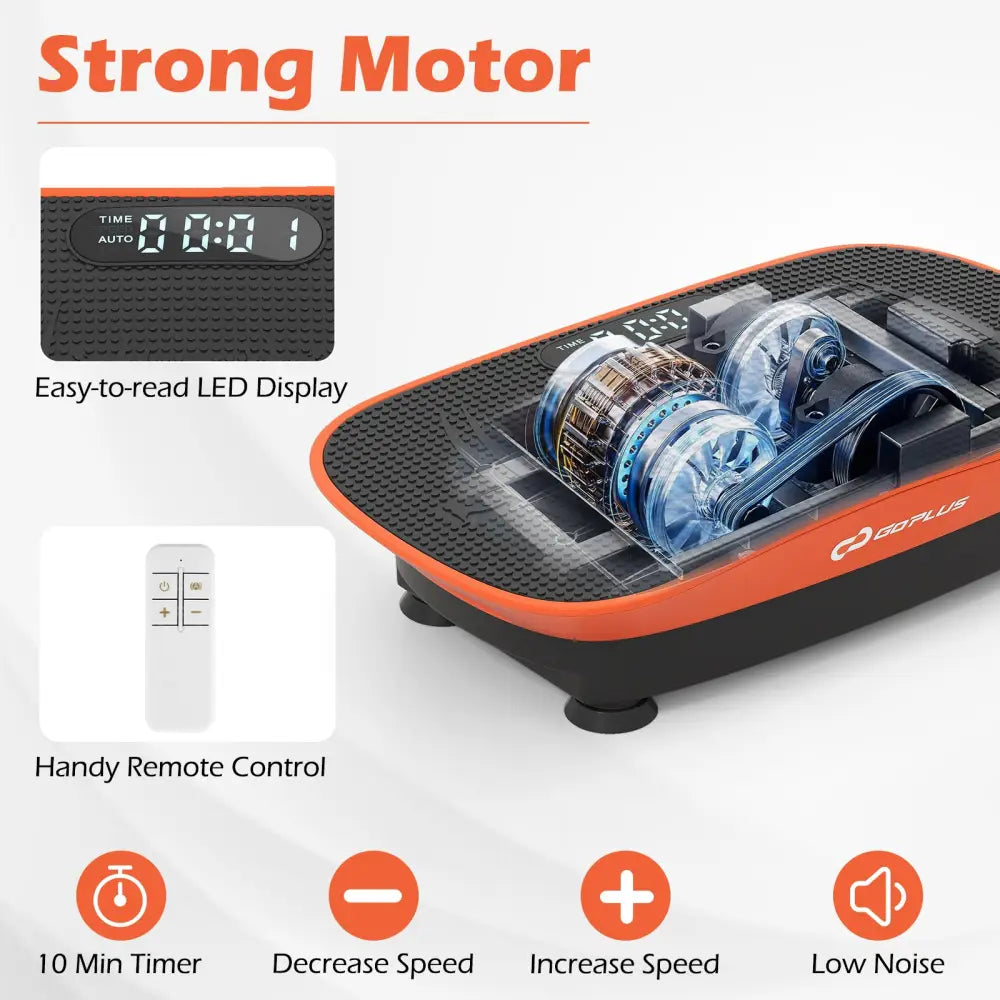 Vibration Plate Exercise Machine for Lymphatic Drainage and Weight Loss with 10 Speed Intensities-Orange - Orange