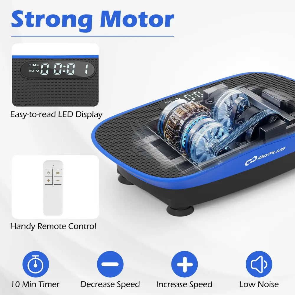 Vibration Plate Exercise Machine for Lymphatic Drainage and Weight Loss with 10 Speed Intensities-Navy - Navy