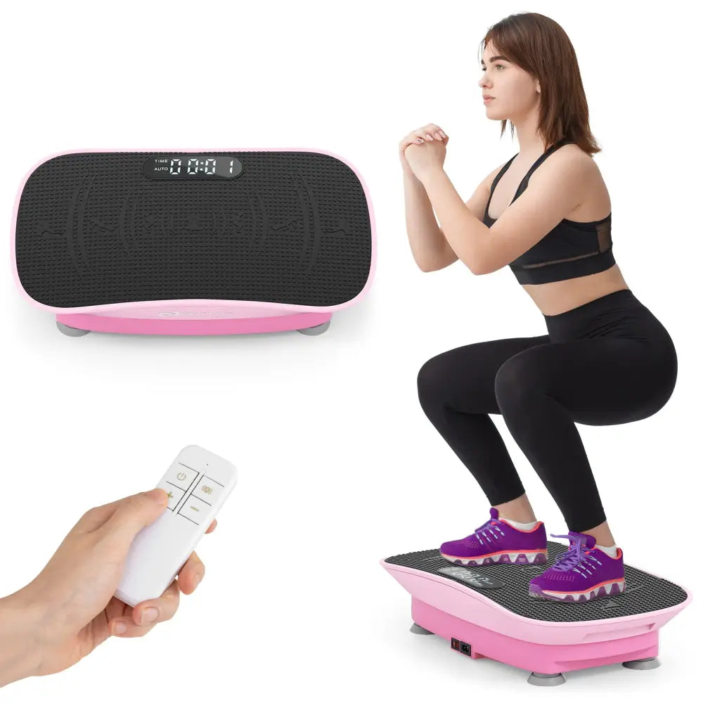 Vibration Plate Exercise Machine for Lymphatic Drainage and Weight Loss with 10 Speed Intensities-Pink - Pink