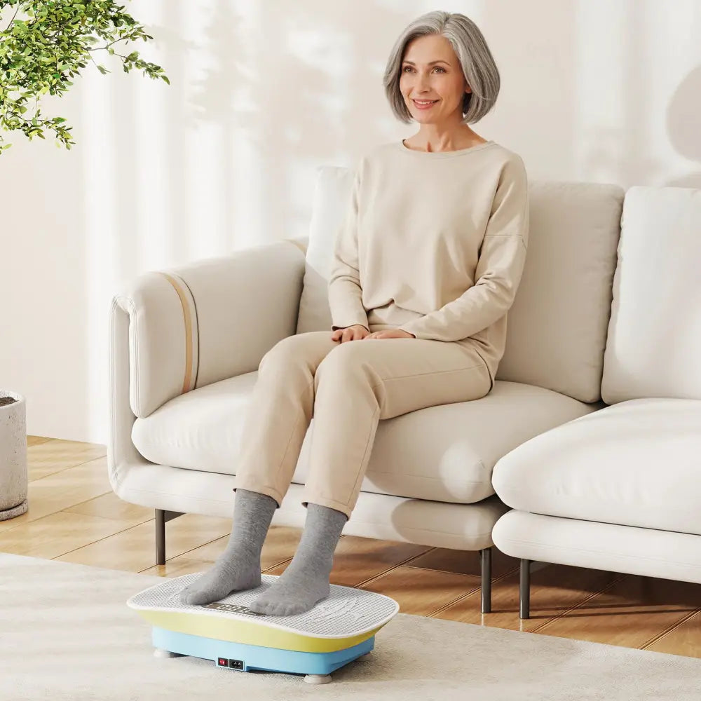 Vibration Plate Exercise Machine for Lymphatic Drainage and Weight Loss with 10 Speed Intensities-Green - Blue & Green