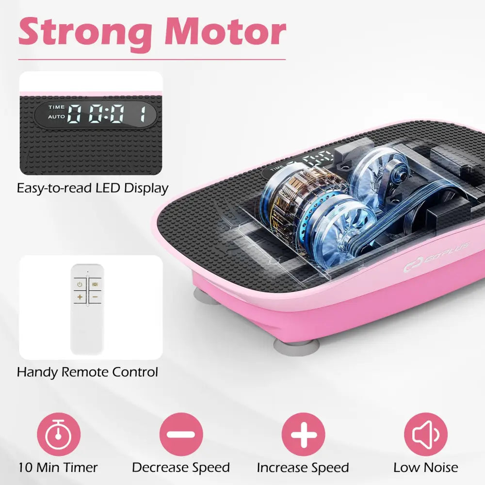 Vibration Plate Exercise Machine for Lymphatic Drainage and Weight Loss with 10 Speed Intensities-Pink - Pink